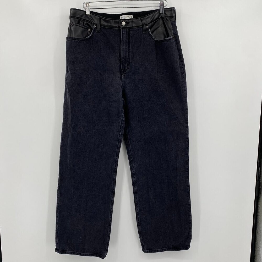 Abercrombie & Fitch Jeans Womens 16 33 The '90s Relaxed Black High Rise Straight